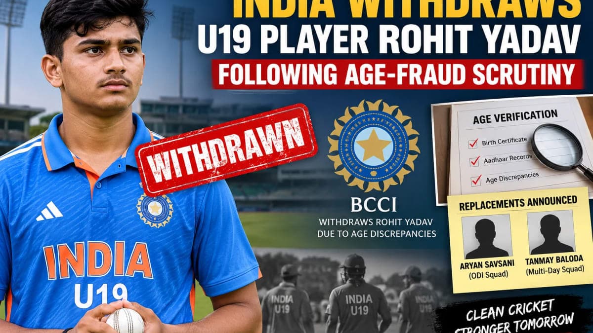 India U19 Player Rohit Yadav Withdrawn Over Age Discrepancies; BCCI Names Two Replacements