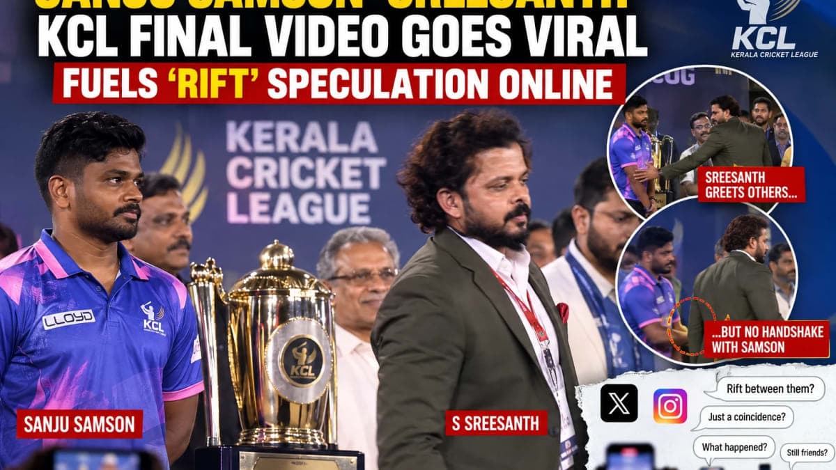 Sanju Samson–Sreesanth KCL Final Video Goes Viral: Awkward Stage Moment Fuels ‘Rift’ Speculation