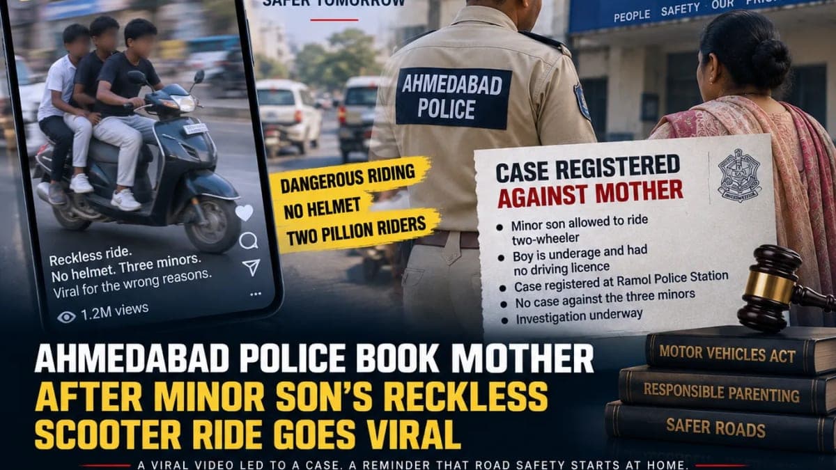 Minor’s Reckless Scooter Video Goes Viral in Ahmedabad, Police Book Mother