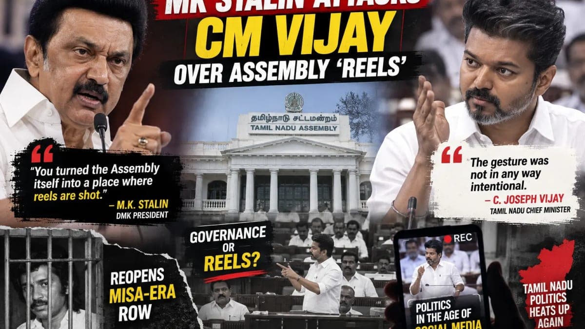 MK Stalin Hits Back at CM Vijay Over Assembly ‘Reels’, Reopens MISA-Era Row
