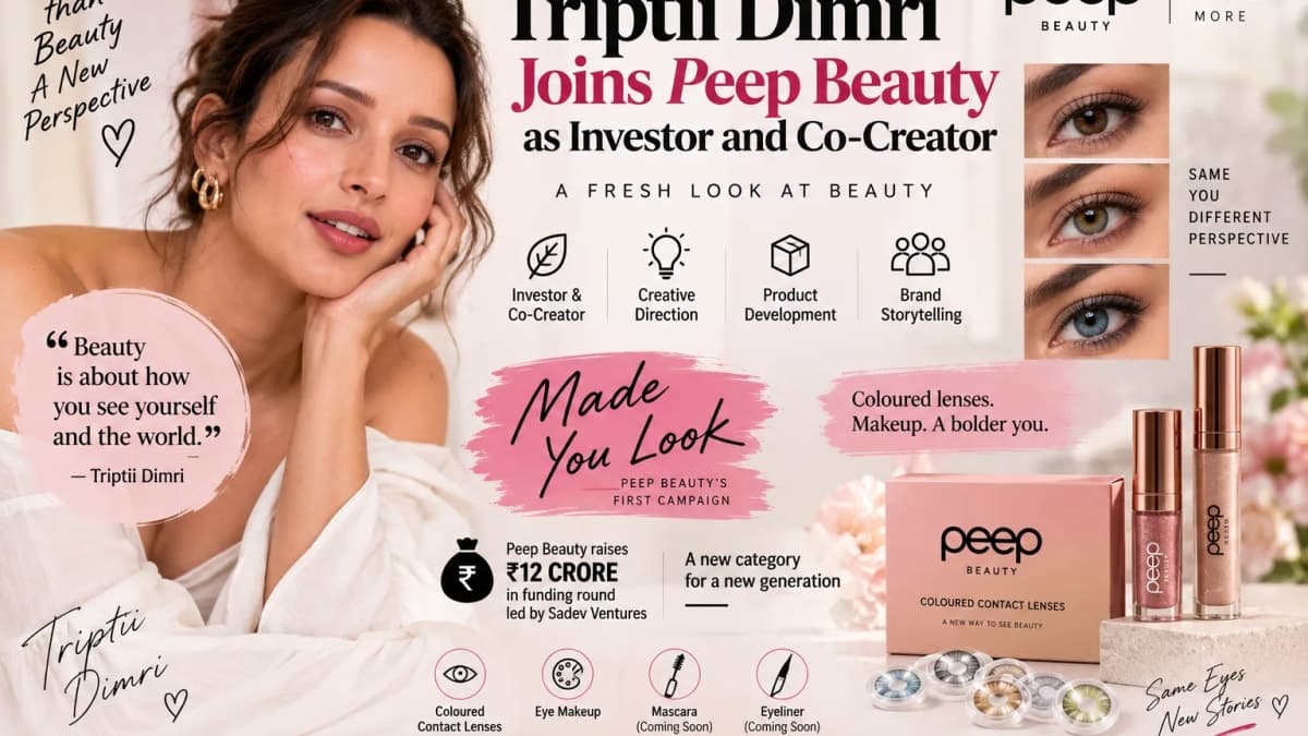 Triptii Dimri Turns Investor, Joins Peep Beauty as Co-Creator After ₹12 Crore Funding Round