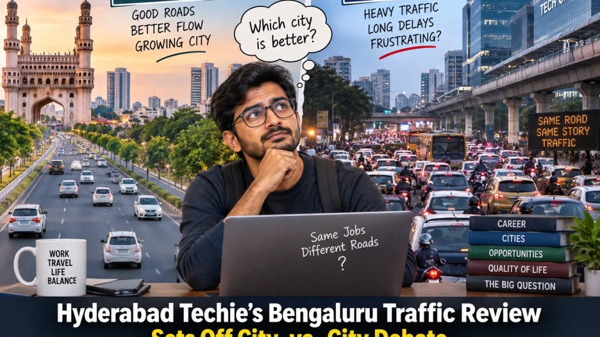 82 Km in 72 Minutes: Hyderabad Man’s Drive Triggers Fresh Bengaluru Traffic Comparison