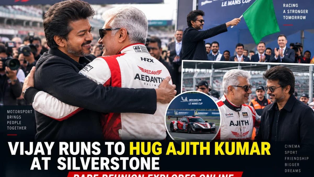 Vijay Runs to Hug Ajith Kumar at Silverstone, Sending Fans Into a Frenzy
