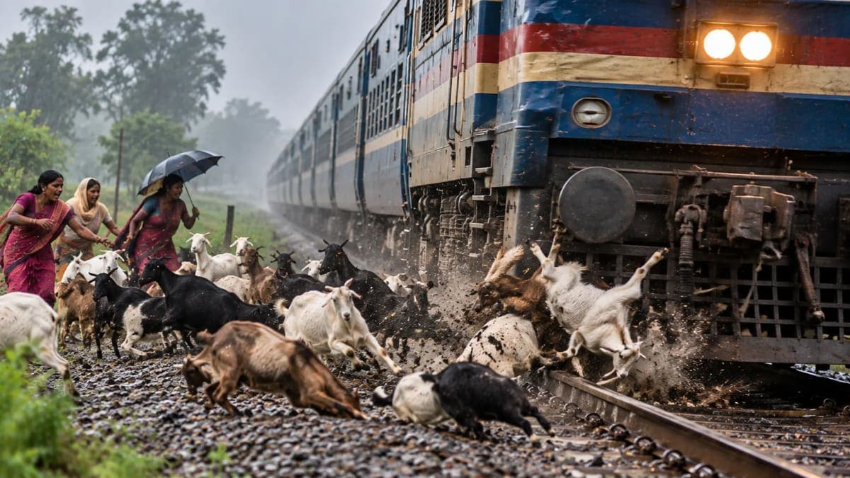 Pratapgarh Train Incident: Goat Herd Hit by Intercity Express as Three Women Escape in Time
