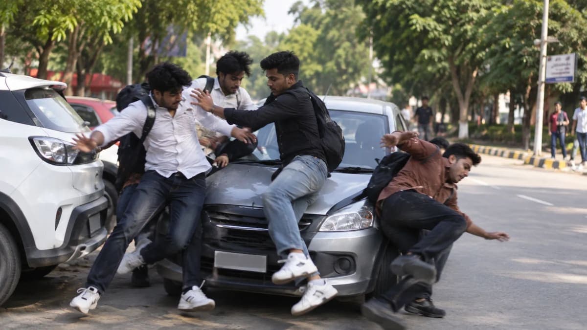 Stunt-Driving Car Hits 4 Students Outside Greater Noida College; Driver Arrested After Viral Video