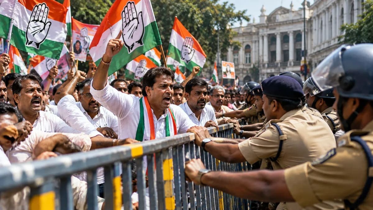 Congress Rally in Kolkata Demands CEC Gyanesh Kumar’s Arrest; Police Stop March Midway