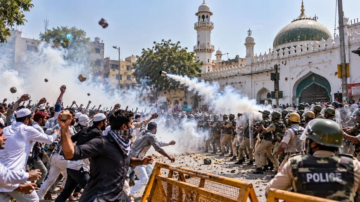 Ujjain Shahi Masjid Protest Turns Tense as Stones Are Pelted, Police Fire Tear Gas