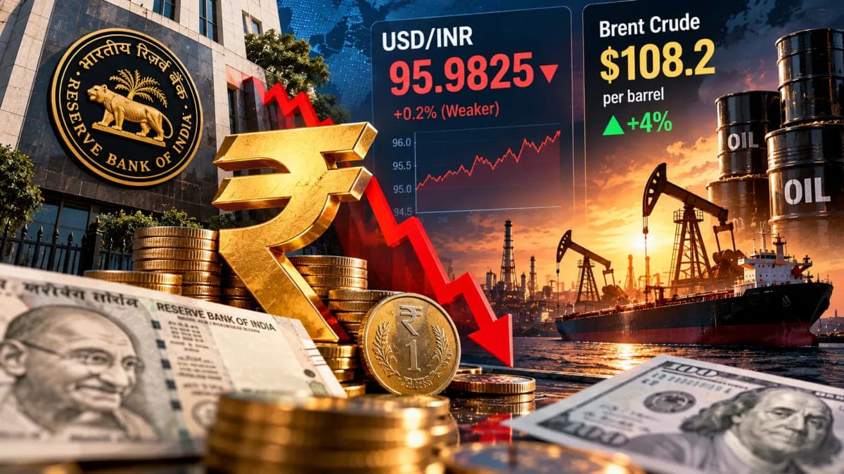 Rupee Approaches ₹96/$ as Oil Hits $108; Why High Crude Prices Are Putting India’s Currency Under Pressure