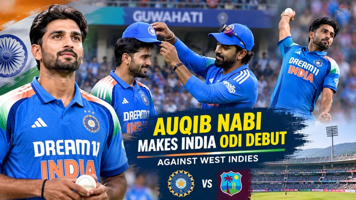 Auqib Nabi Makes India ODI Debut Against West Indies in Guwahati