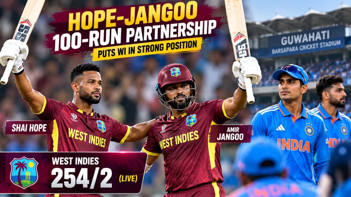 India vs West Indies 2nd ODI: Hope-Jangoo Century Stand Puts WI in Strong Position in Guwahati
