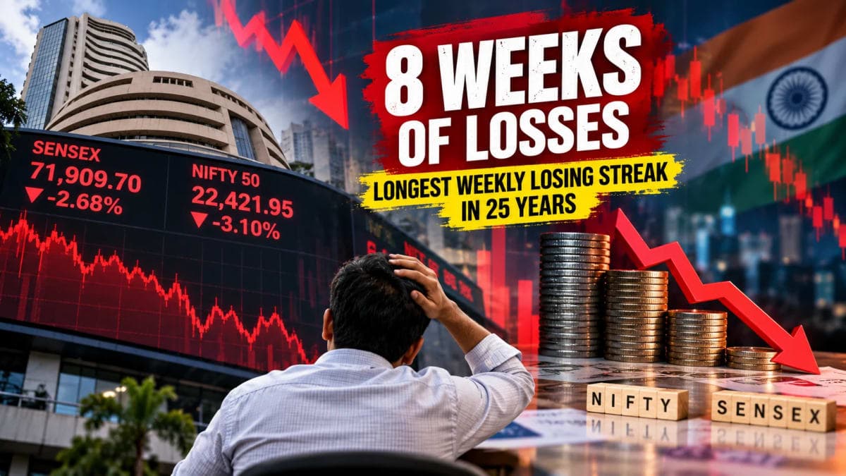 Indian Markets Post Longest Weekly Losing Streak in 25 Years as Nifty, Sensex Fall for Eighth Week