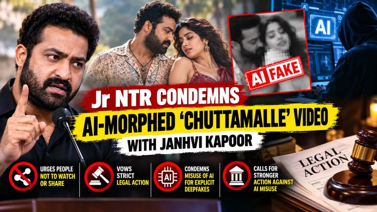Jr NTR Condemns AI-Morphed ‘Chuttamalle’ Video Featuring Janhvi Kapoor, Vows Legal Action Against Creators and Distributors