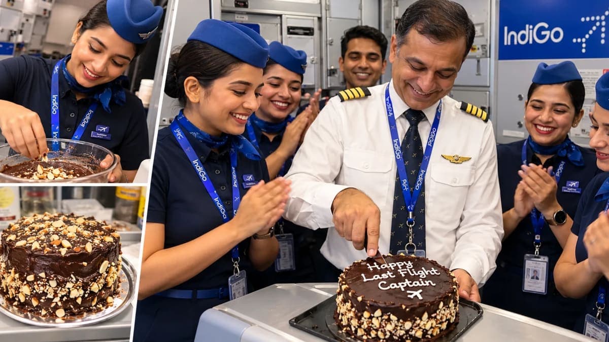 IndiGo Cabin Crew Member’s Homemade Farewell Cake for Captain Wins Hearts Online