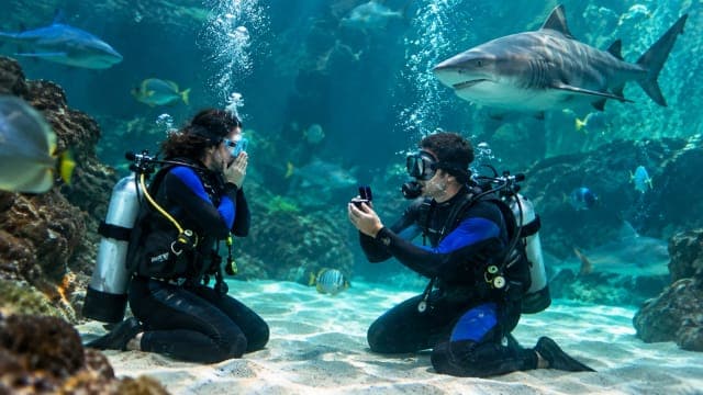 Man Takes Marriage Proposal to New Depths, Pops the Question Inside a Shark Tank