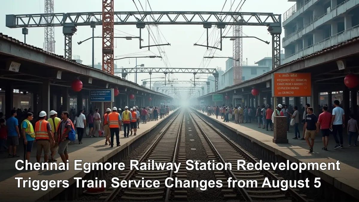 Chennai Egmore Railway Station Redevelopment Triggers Train Service Changes from August 5